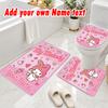 Personalized My Melody 3Pcs Flannel Toilet Mat Set Custom Text Bathroom Rug Non Slip