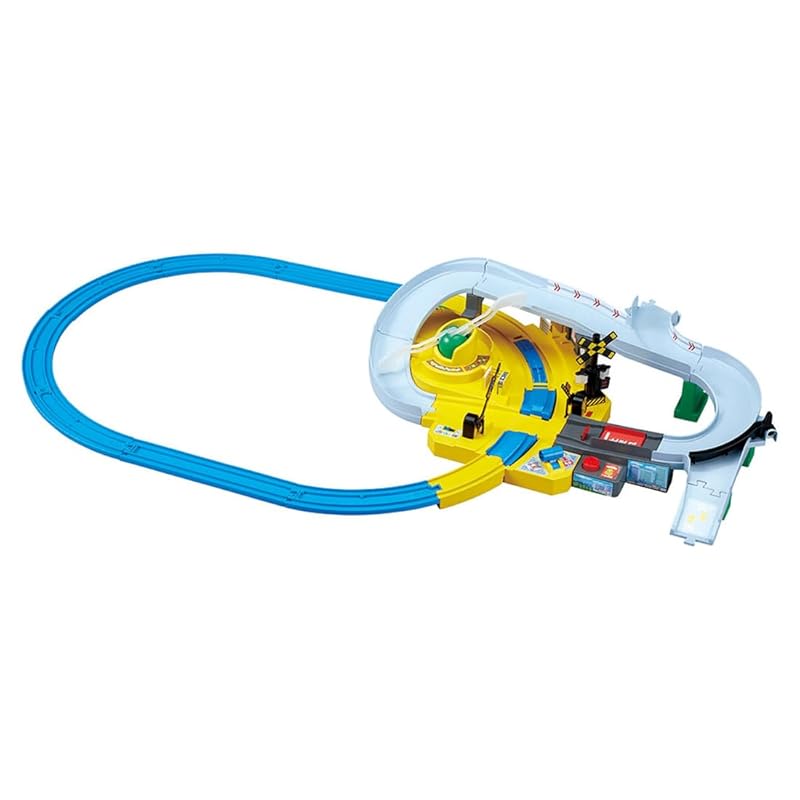 TAKARA TOMY Plarail Tomica Play Set: Round-the-Round Railroad Crossing Train Toy (Ages 3+)