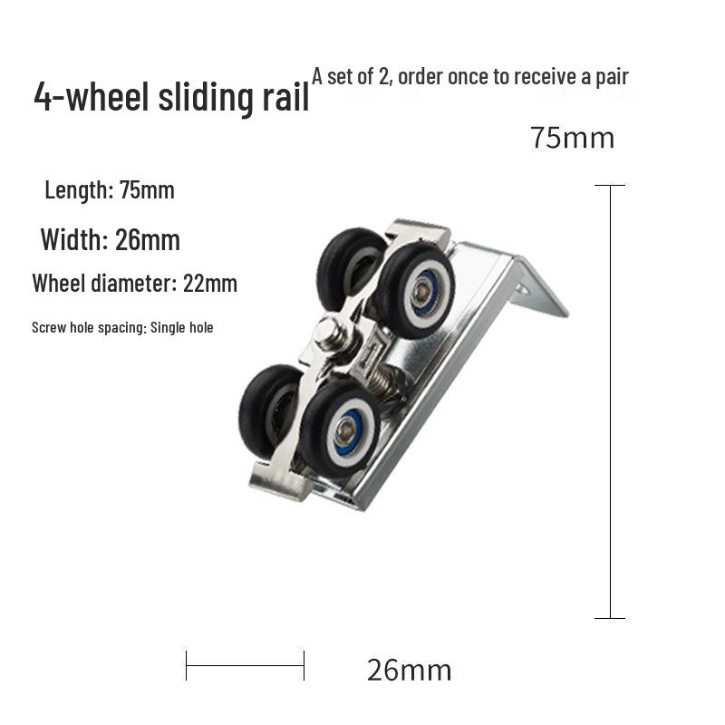 Tyst Skjutdörrspulley och Spårset för Glas- eller Trädörrar
