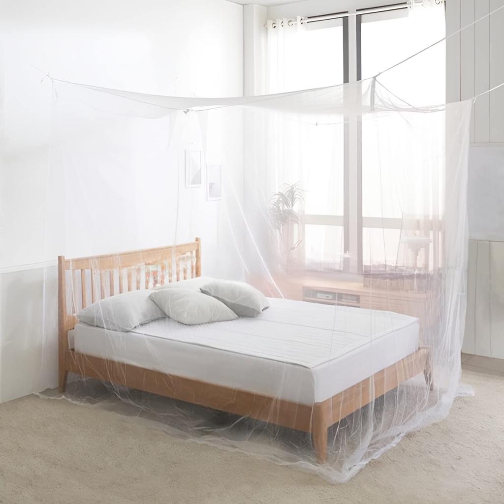 Dreamy Wing Mosquito Net, Non-Openable, Single/Double Size, Hanging, Insect Repellent, Length 180*200*200cm (White)