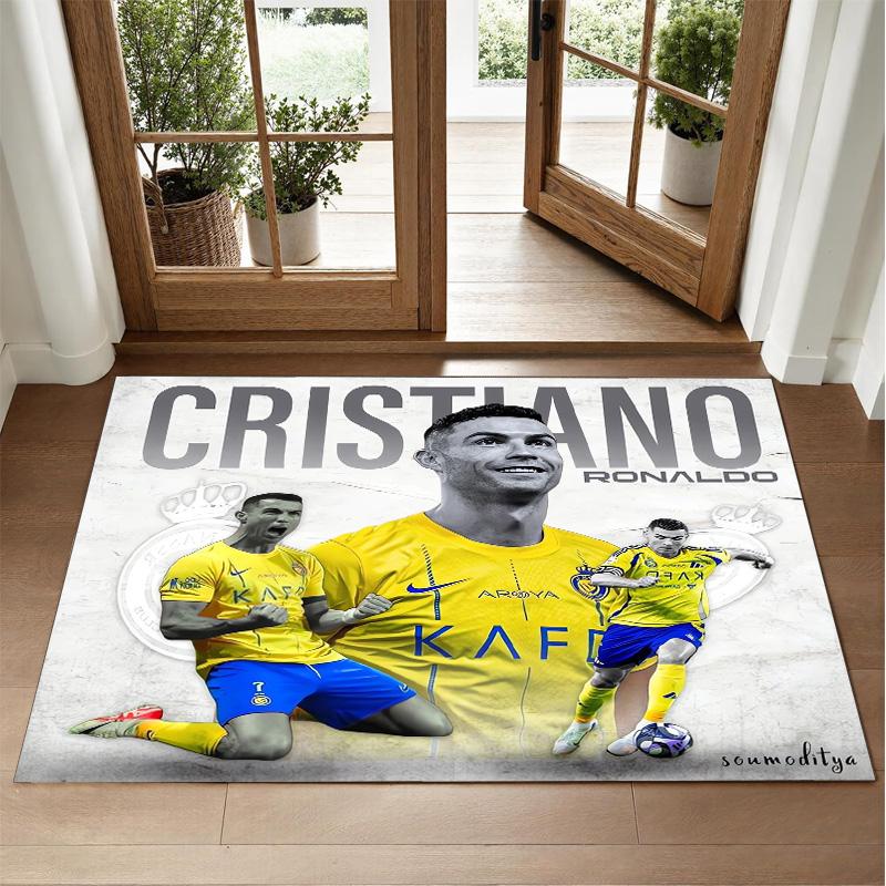 Cristiano Ronaldo Design Crystal Velvet Rug Soft Decorative Mat for Bedroom Entrance