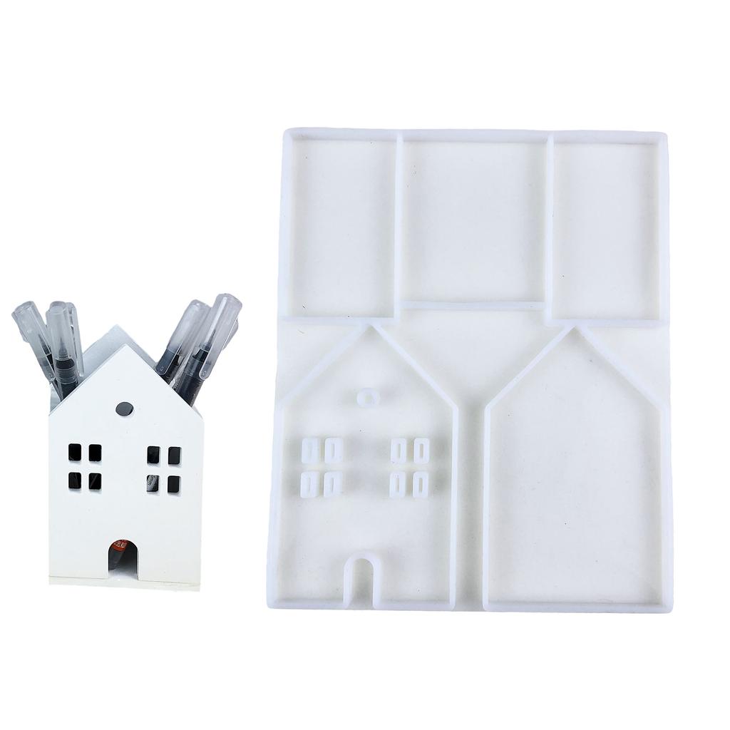 Desk Ornament Mould Silicone Mold for Miniature House Shaped Pen Holder Decoration Gypsum Mold Jewelry Making Supplies