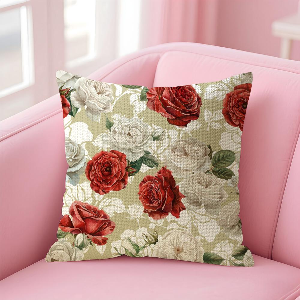 Classic Roses Flowers Cushion Cover Comfort Sofa Bed Silky Elegant Invisible Zipper Decorative Holiday Gifts