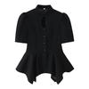 Women Solid Short Sleeve Single Breasted Blazer Top