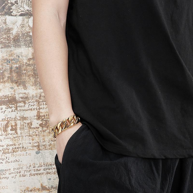 20MM Cuban Chain Thick Bracelet for Men Punk Stainless Steel Black/Gold Color Heavy Bracelet Personalized Party Gift Jewelry