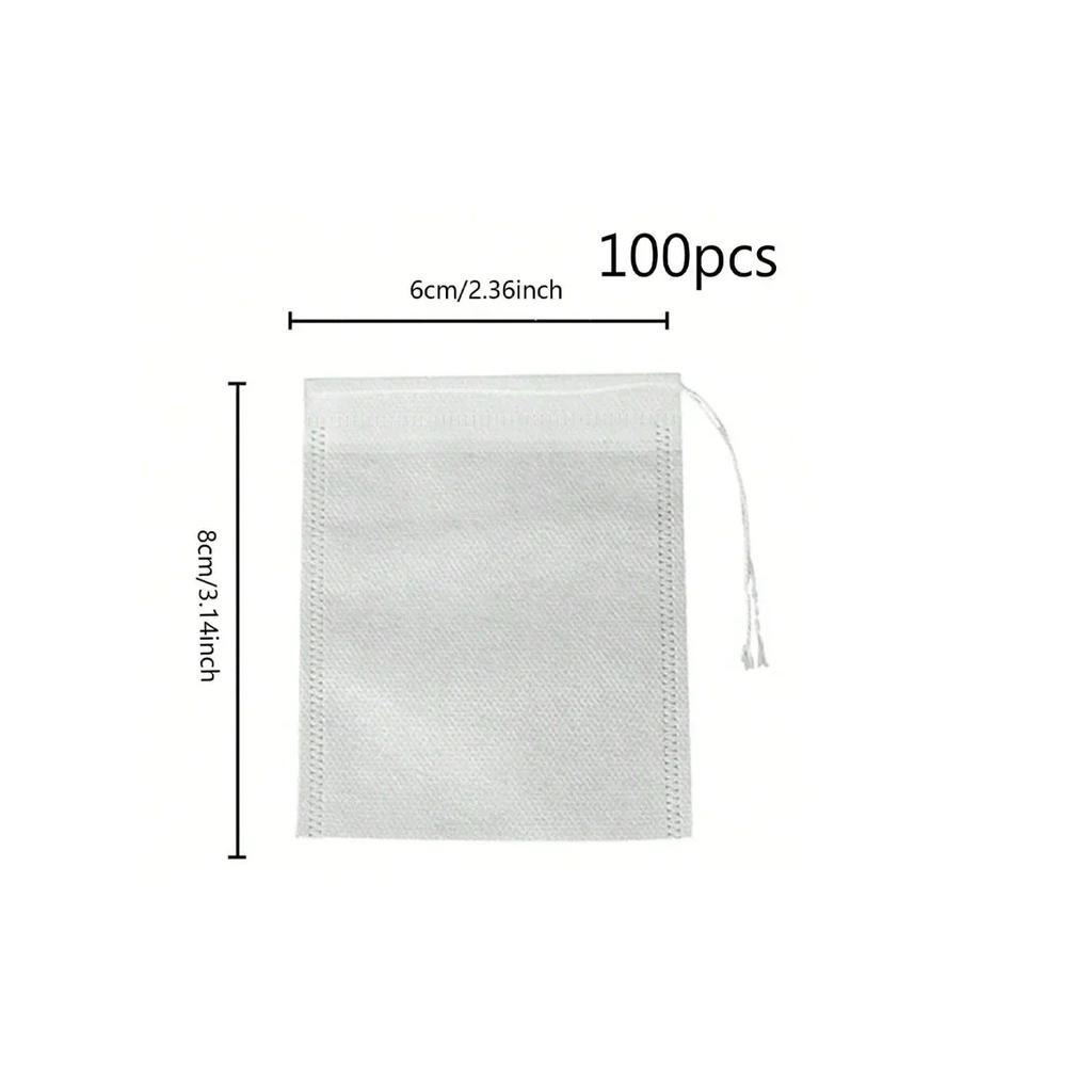 100pcs Tea Bags Disposable Filter Bags for Tea Infuser with String Heal Seal Food Grade Non-woven Fabric Empty Tea Filter Bags