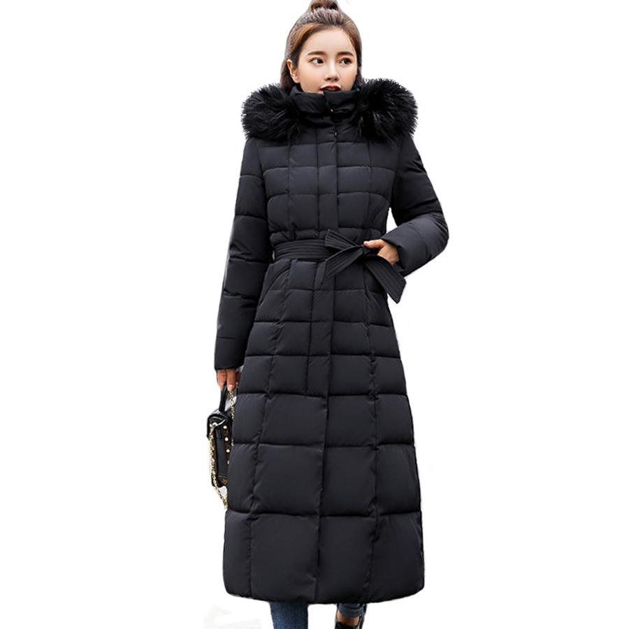 Long Sleeve Women's Cotton Coat Winter Outerwear Loose Belt Style Thick Padded Coat