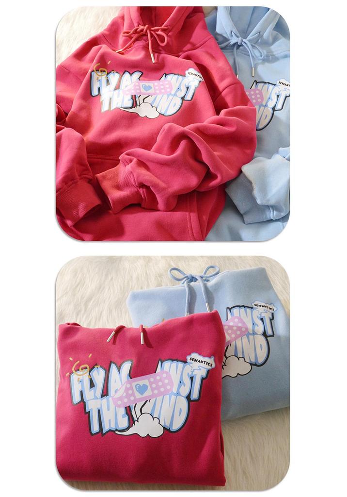 2026 Women's European Style Loose Fit Long Sleeve Printed Hoodie
