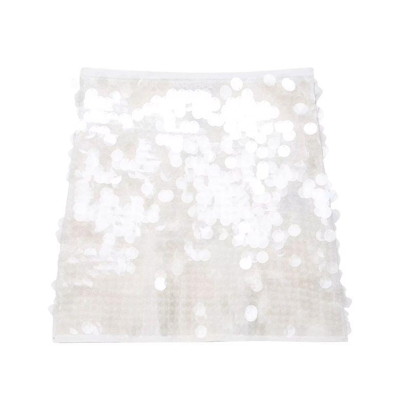 

Kaslead New Women clothes Western Style Fashion Beads Decoration Knitted Mini Skirt 3920221 White (large Sequin) M