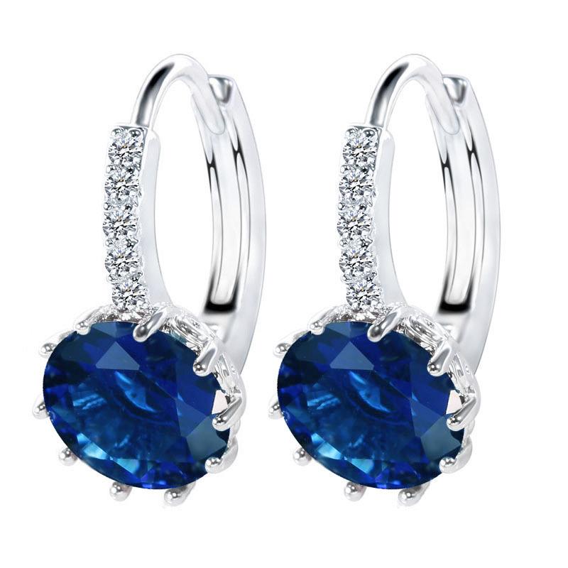 Big Sale 925 Silver Loop Hoop Earrings Candy Color Cubic Zircon Charms Women Jewelry Wedding Accessory Brincos
