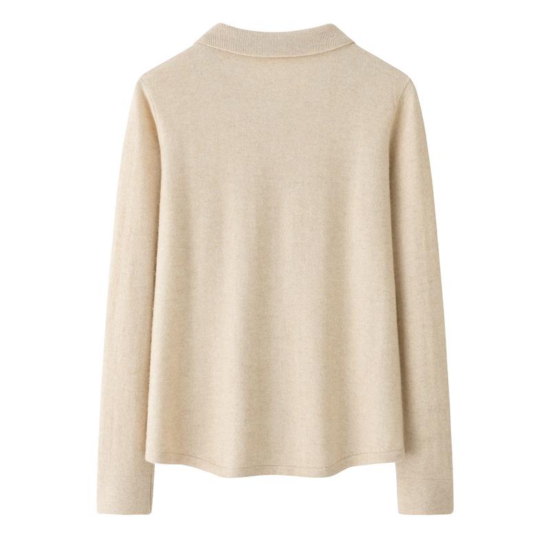 Ordos Cashmere Polo Collar Knit Cardigan Sweater