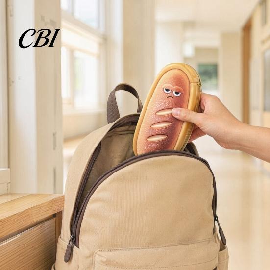Skin-friendly Pencil Bag Cute Bread Case, Plush Large Capacity Pen Pouch, Case Soft Shaped Stationery for High School Students Fun Storage