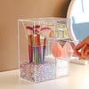 Makeup Brush Holder,Clear Cosmetic Brushes Organizer With Drawer for Storage Brushes with Lid for Dressing Tables and Vanity