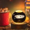 Night Light Room Decor Faux Ball Decoration 3d Engraved Solar System Ball Night Light with Wooden Base Led Lamp for Space