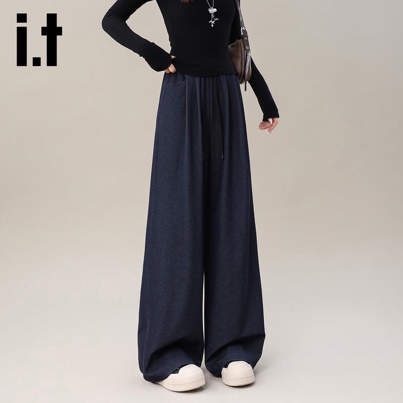 Izzueit Women's High-Waist Drawstring Relaxed Fit Casual Trousers