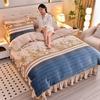 Light luxury high-end thickened milk fleece four-piece set, winter warm quilt cover, double-sided coral fleece anti-static three-piece set