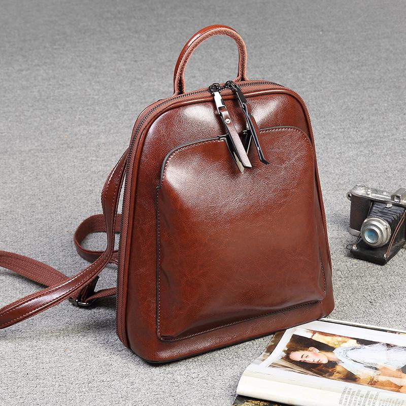 

Genuine Women s Soft Leather Double Shoulder Backpack - Lightweight, Multi-functional, High-end Commuting and Travel Style. кофейный