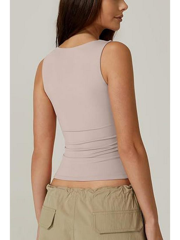 2025 European & American Women's Trendy Square Neck Slim Sleeveless Vest