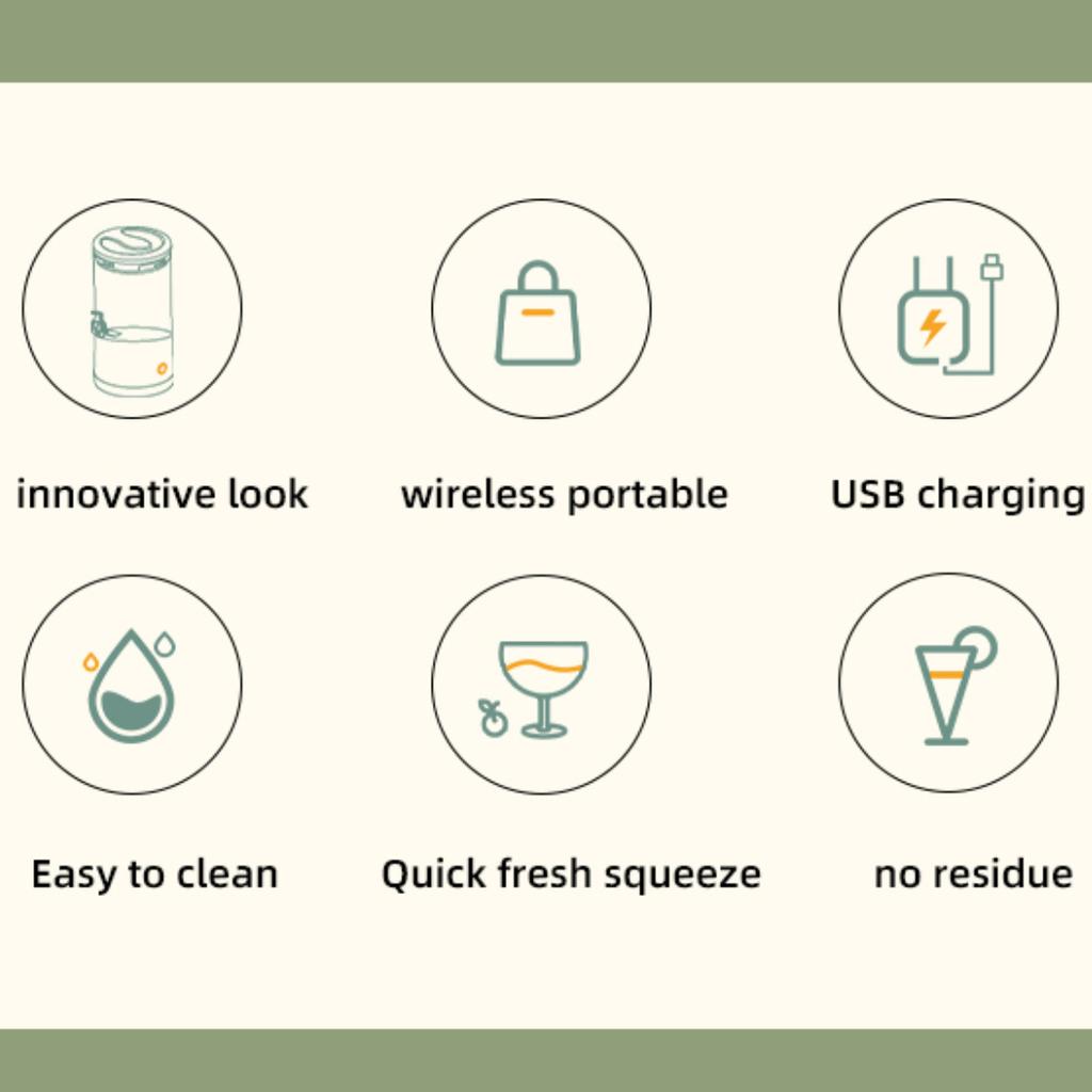 Multifunctional Slow Juicer Portable Household Juice Machine USB Charging Juices Separator Suitable for Orange Fresh Fruits