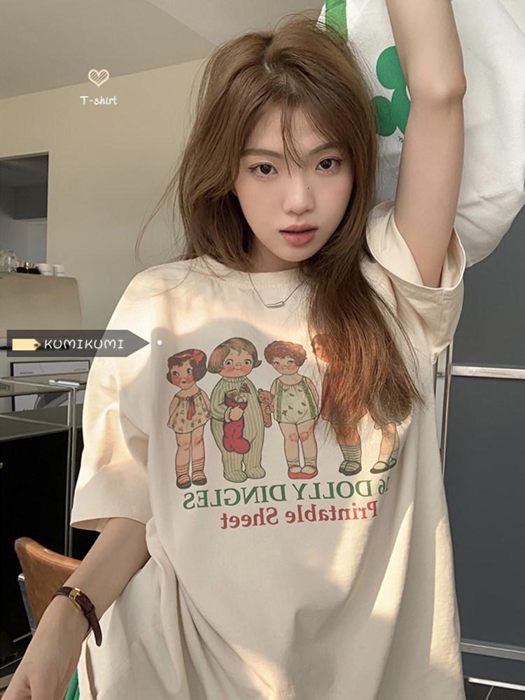 

Women s Plus Size Round Neck Cotton T-shirt, Short Sleeve, Mid-Length, Summer Casual Fit XL (116-130 jin)