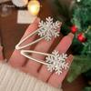 Christmas Rhinestones Snowflake Hair Clip Metal Broken Clips Gifts BB Clip  for Woman Girls