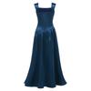 Robe de Soirée Satinée Fleurie pour Fille Sans Manches Corsage Froncé Taille Basse Asymétrique Robe Coupe A Ligne Fente Latérale pour Mariage Baptême