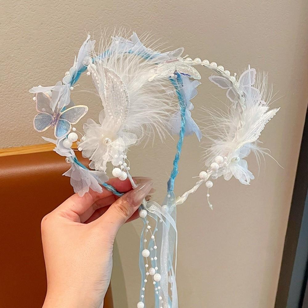 Handcrafted Embroidery Princess Flower Crown Kids Floral Hair Hoop Flower Girl Accessory