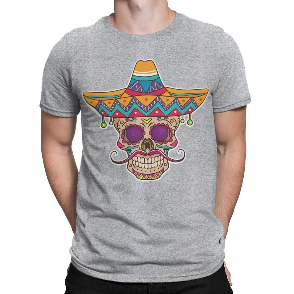 Colorful Sugar Skull Sombrero TShirt Day of the Dead Design Mens Friendly DOTD