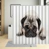 Cute Beige Dog Pug Puppy Pink Hearts Pattern Decor Bathroom Curtains Polyester Fabric Waterproof Kids Shower Curtain With Hooks
