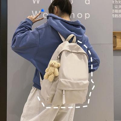 Neuer Künstlerischer Stil Einfarbiger Studentenrucksack Frisch und Schlicht Unisex Täglicher Doppelschulterrucksack