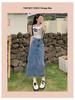 2024 Women's High-Waisted A-Line Denim Skirt with Split: Retro Long Skirt for Spring and Autumn