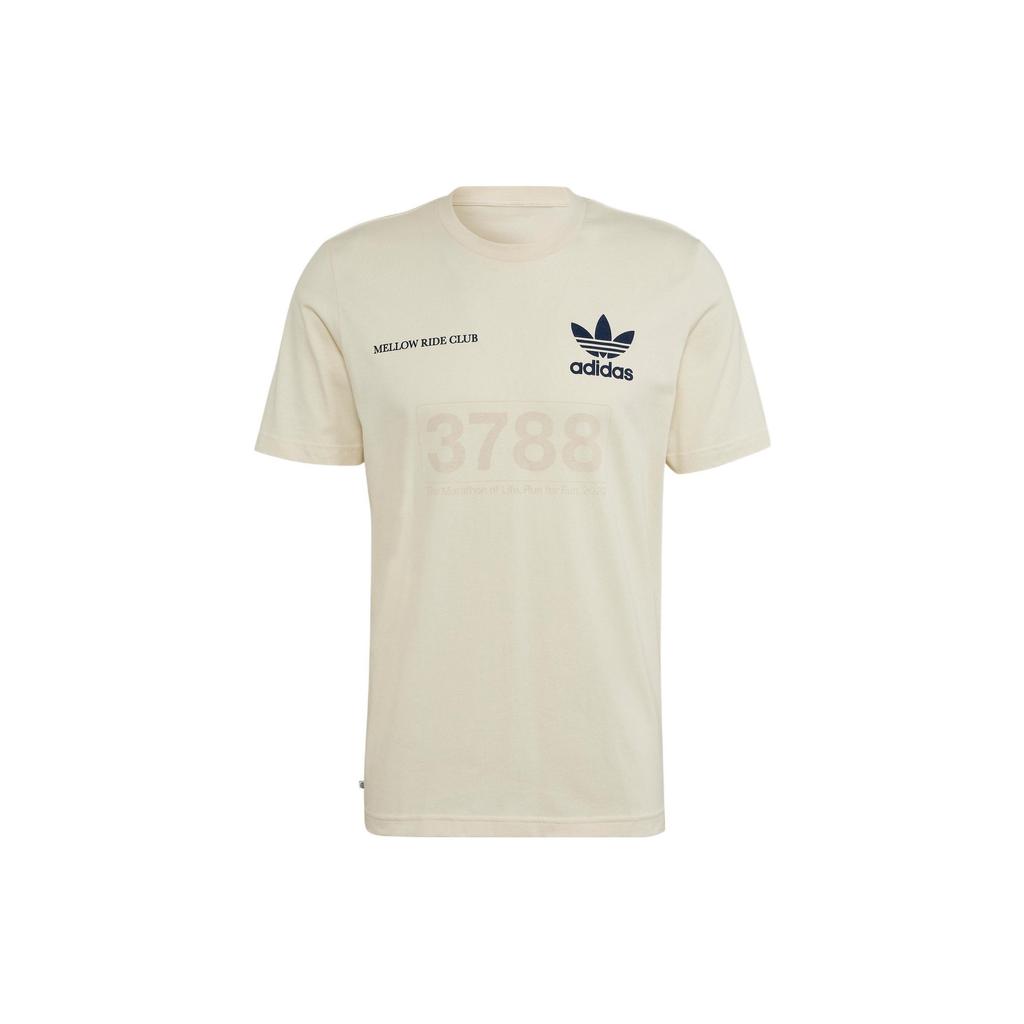 Adidas Originals Trebfoil Logo Print Crew Neck Short Sleeve T-Shirt Men Tops Off-White HL9277