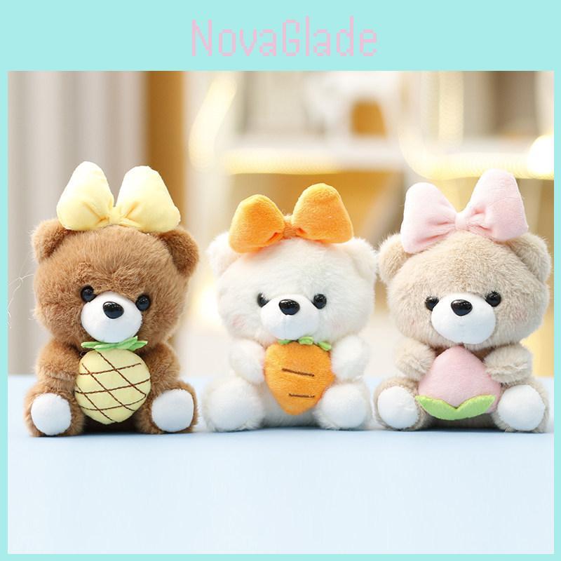 Soft Plush Fruit Bear Keyring With Polyester Filling For Girls Gift