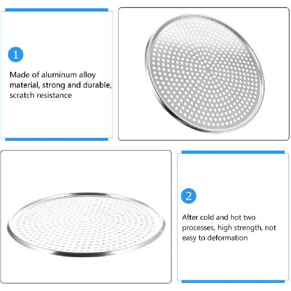 HANABASS Pizza Pan with Holes 16 Inch Stainless Steel Mesh Tray Screen Baking Pan Nonstick Round Crisper Tray Bakeware for Oven Homemade Pizza