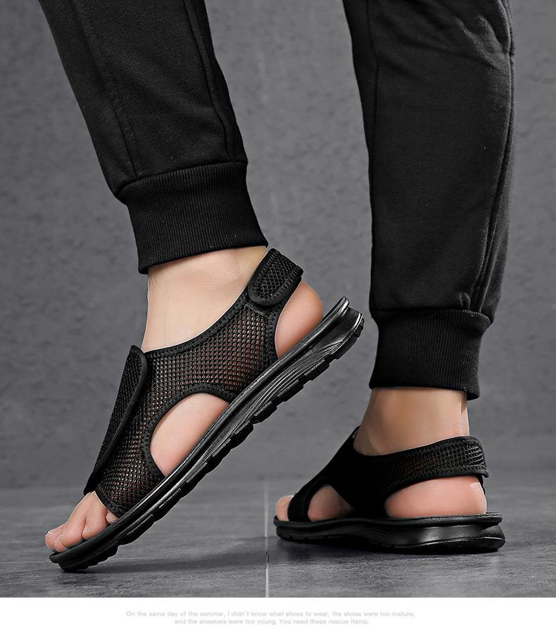 Fashion Breathable Quick-drying Lightweight Mesh Sandals for Men Summer New Designer Black Hallow Anti-slip Beach Shoes Sandals Men
