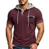 Sommer Kurzarm Kapuzen T-Shirt Herren Patchwork Kordelzug Lässig T-Shirt Herren Jogger Kapuzen T-Shirts Oberteile Streetwear Pullover