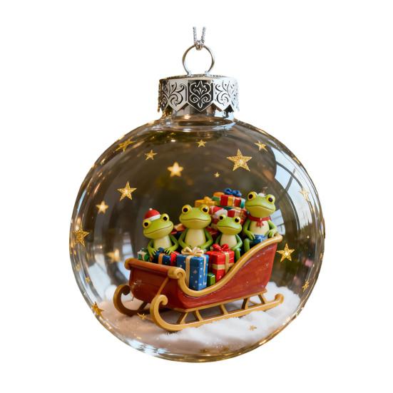 Weihnachts-Frosch-Ornament 2D Flacher Acryl-Anhänger Wildtier Baumschmuck Festliche Raumdekoration Bedeutungsvolle Geschenke für Kinder