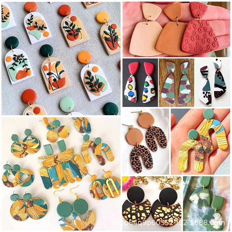 Plastic Cutters 18 Shapes Cutters 118 Pcs Clay Earring Cutters with Earring Cards and Hooks Clay Cutters for DIY Jewelry