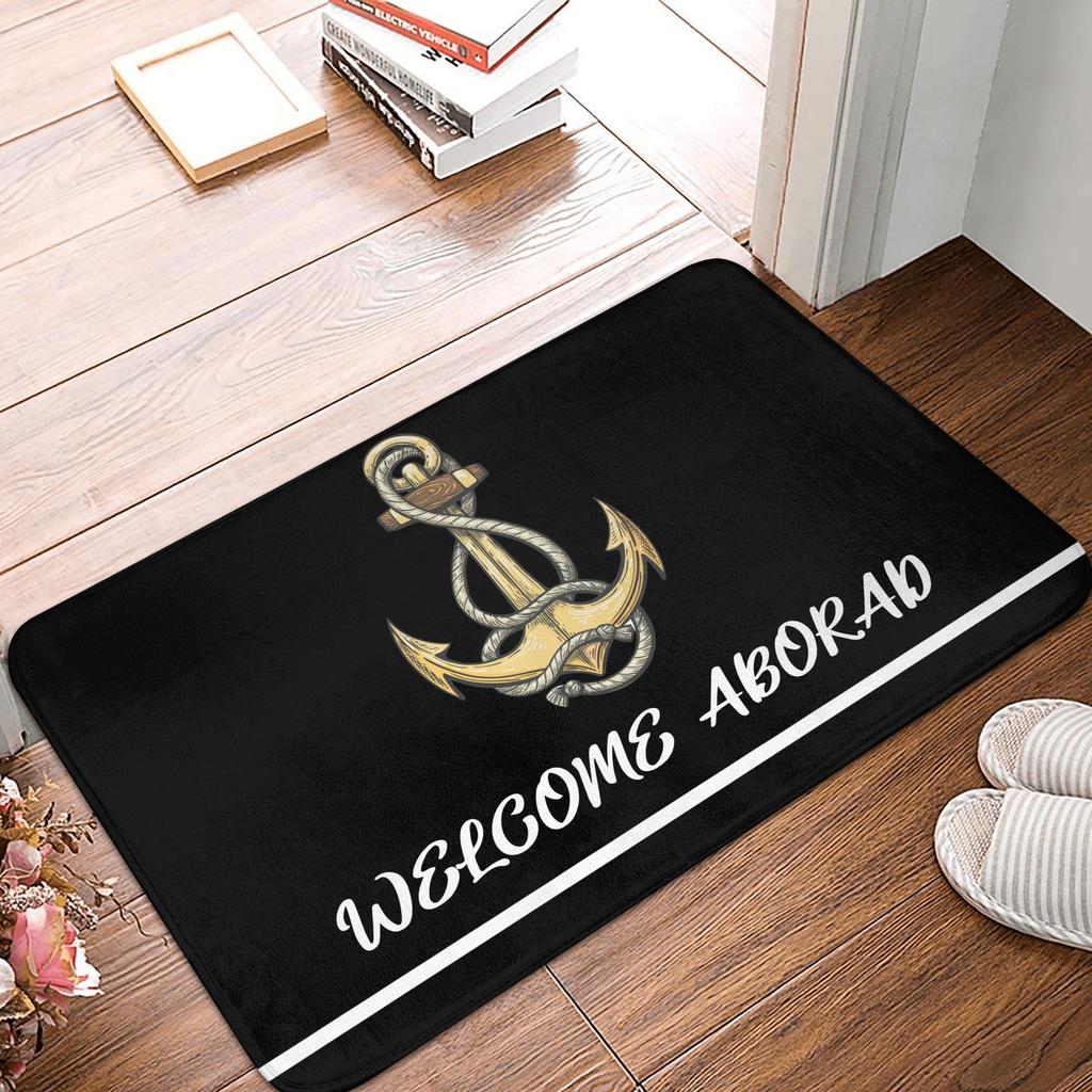 Nautical Anchor Front Door Mat Anti-Slip Indoor Absorbent Sailor Adventure Doormat Floor Bath Entrance Rug Carpet