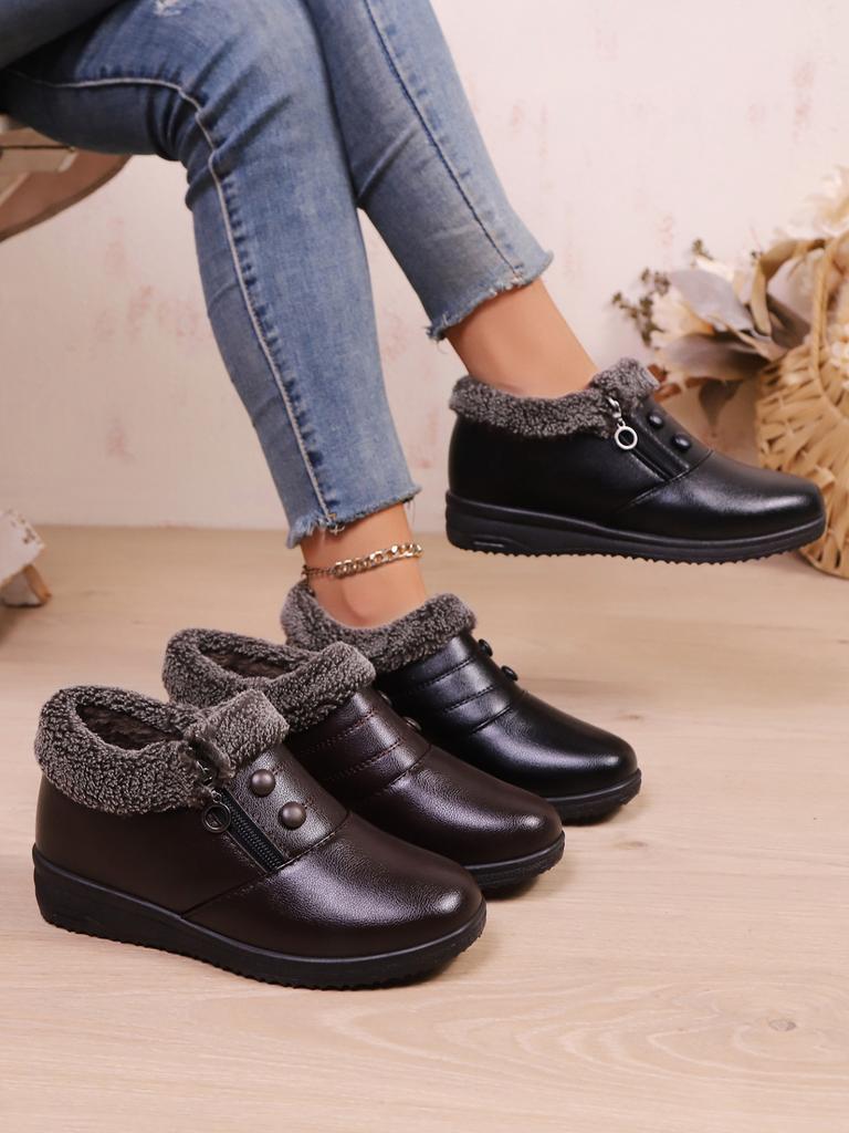 Foreign trade mother shoes cotton shoes women's winter velvet warm snow boots cotton middle-aged and elderly non-slip flat boots