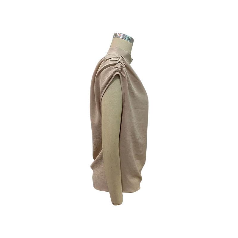 Summer New Women's Solid Color Mid Collar Women's Top Blouse