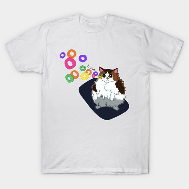 Asian Size Men Black Print T-shirt Loops Cat No-Cut Print Cotton Tshirt 4XL