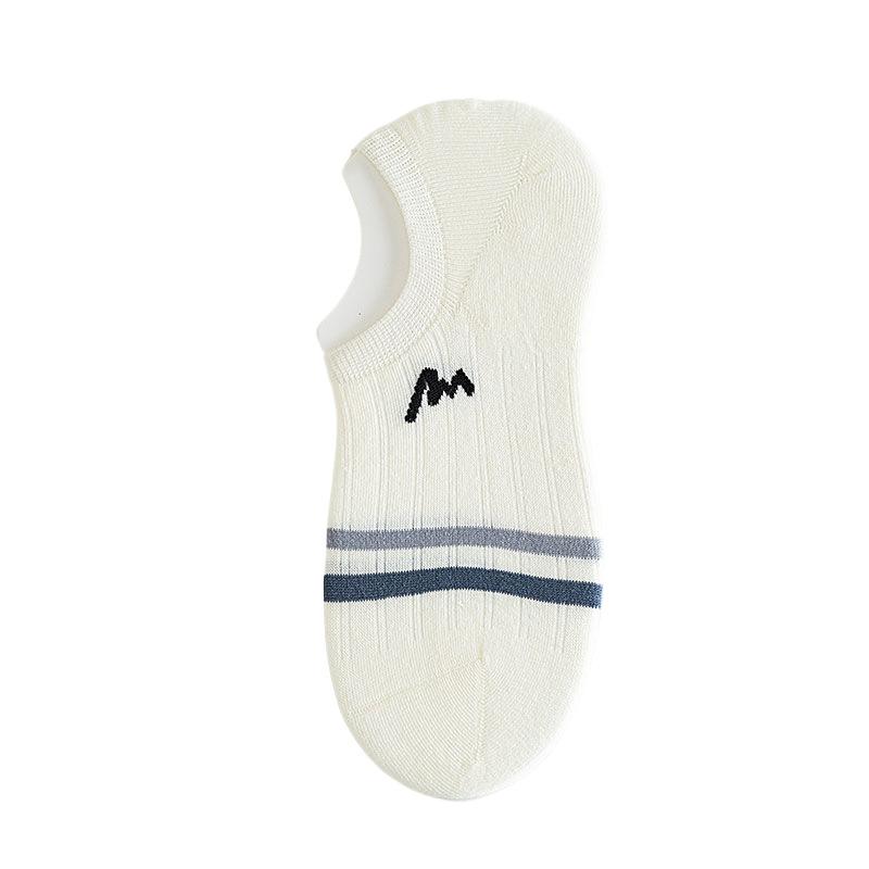 Summer Lightweight Breathable Invisible Socks for Men - Cotton-made, Odor-resistant, Trendy, Shallow-cut Striped Short Socks, Anti-slip Men's Socks