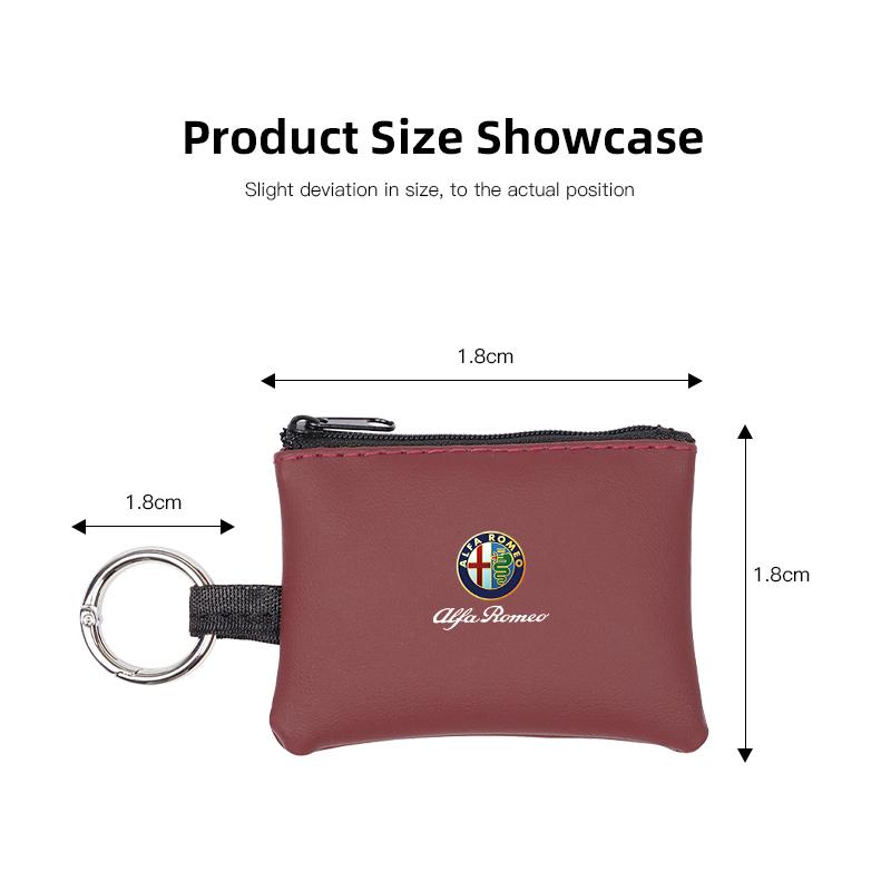 For Alfa Romeo Leather Car Key Bag Coins Wallet Mini Card Pouch Auto Interior For Alfa Romeo 4C 159 166 Spider Giulia Giulietta 
