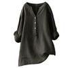 Women Cotton and Linen Top Button Down Blouse Ladies Tops Stand Collar Solid Women's Blouse Long Sleeve Casual Shirt Loose Tops