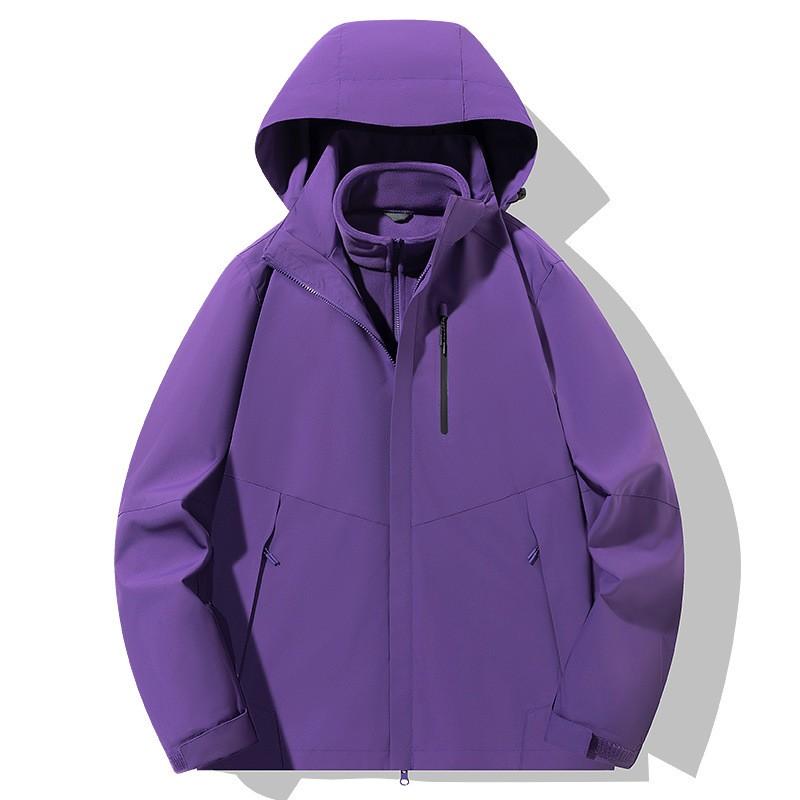 Men Women 3-in-1 Detachable Hooded Windproof Waterproof Outdoor Jacket With Fleece Liner Hiking Camping Cycling Winter