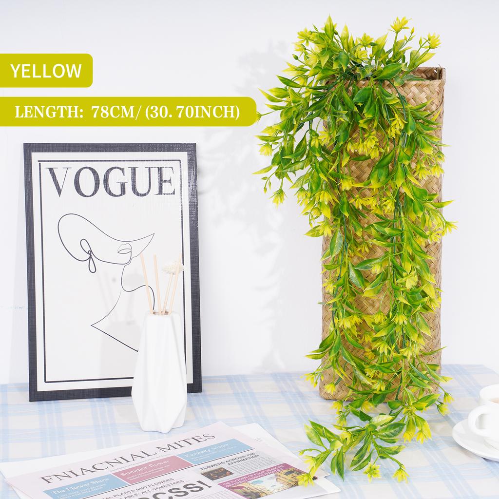 Artificial Plant Rattan Wall Hanging Vines Leaves Branches Plastic Fake Silk Leaf Green Plant Ivy Home Outdoor Garden Decor