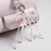 2025 New Korean Fashion Sweet Pearl Bow Keychain Heart Pendant Keyring Y2K Ins Aesthetic Holder for Girl Bag Pendant Accessories