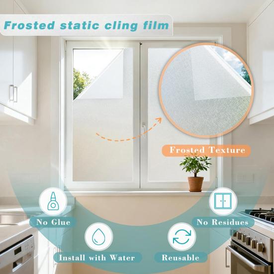 Window Privacy Film Static Window Clings Decorative Plants Butterflies Non-Adhesive Sticker Sun Blocking