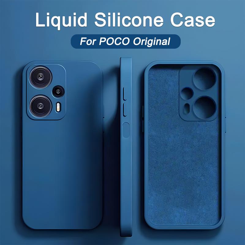 For Poco F6 F5 M6 X6 Pro Phone Case Square Liquid Silicone Cases For Poco X5 F1 F2 M3 M4 X4 X3 F3 F4 GT F6 Pro Shockproof Cover